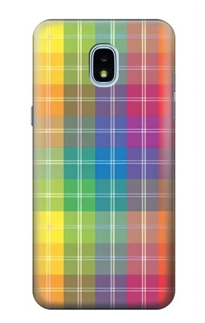 W3942 LGBTQ Rainbow Plaid Tartan Hard Case and Leather Flip Case For Samsung Galaxy J3 (2018), J3 Star, J3 V 3rd Gen, J3 Orbit, J3 Achieve, Express Prime 3, Amp Prime 3