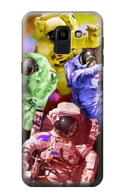 W3914 Colorful Nebula Astronaut Suit Galaxy Hard Case and Leather Flip Case For Samsung Galaxy J6 (2018)