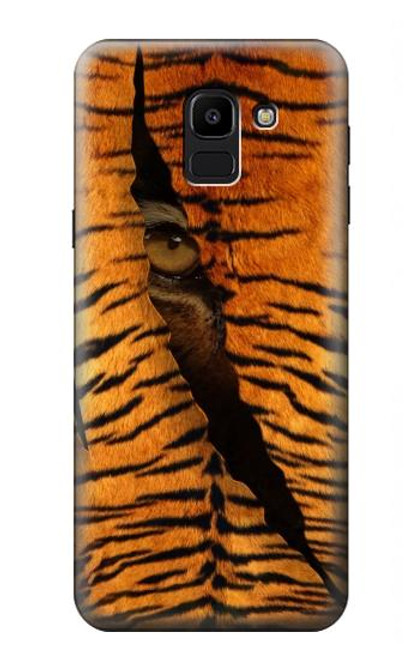 W3951 Tiger Eye Tear Marks Hard Case and Leather Flip Case For Samsung Galaxy J6 (2018)