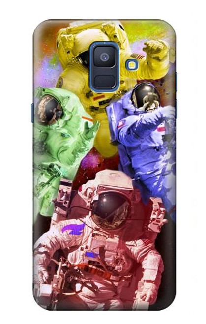 W3914 Colorful Nebula Astronaut Suit Galaxy Hard Case and Leather Flip Case For Samsung Galaxy A6 (2018)