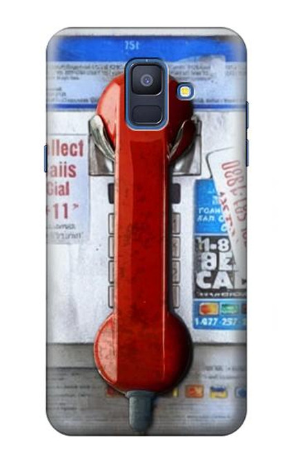 W3925 Collage Vintage Pay Phone Hard Case and Leather Flip Case For Samsung Galaxy A6 (2018)