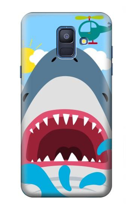 W3947 Shark Helicopter Cartoon Hard Case and Leather Flip Case For Samsung Galaxy A6 (2018)