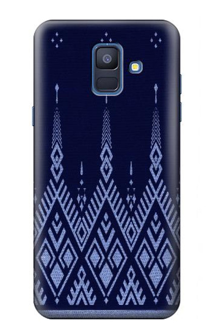 W3950 Textile Thai Blue Pattern Hard Case and Leather Flip Case For Samsung Galaxy A6 (2018)