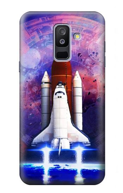 W3913 Colorful Nebula Space Shuttle Hard Case and Leather Flip Case For Samsung Galaxy A6+ (2018), J8 Plus 2018, A6 Plus 2018