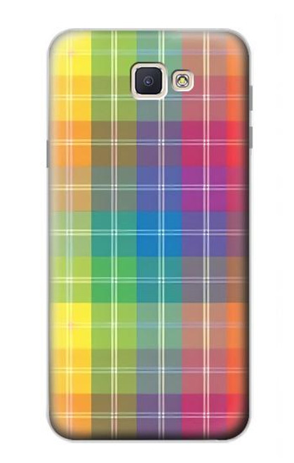 W3942 LGBTQ Rainbow Plaid Tartan Hard Case and Leather Flip Case For Samsung Galaxy J7 Prime (SM-G610F)