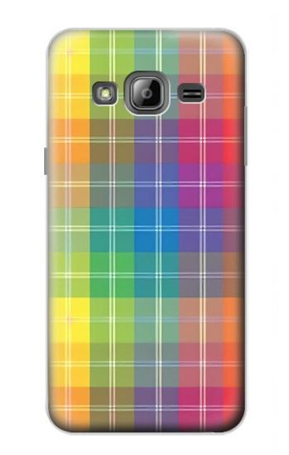 W3942 LGBTQ Rainbow Plaid Tartan Hard Case and Leather Flip Case For Samsung Galaxy J3 (2016)