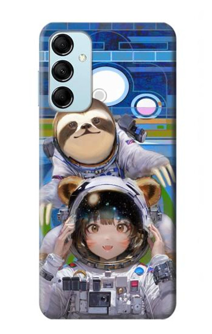 W3915 Raccoon Girl Baby Sloth Astronaut Suit Hard Case and Leather Flip Case For Samsung Galaxy M14