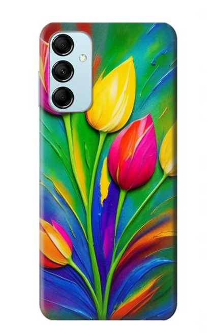 W3926 Colorful Tulip Oil Painting Hard Case and Leather Flip Case For Samsung Galaxy M14