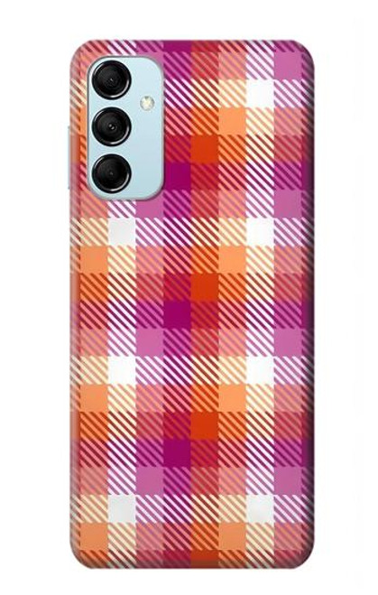 W3941 LGBT Lesbian Pride Flag Plaid Hard Case and Leather Flip Case For Samsung Galaxy M14