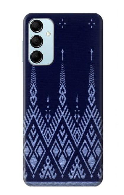 W3950 Textile Thai Blue Pattern Hard Case and Leather Flip Case For Samsung Galaxy M14