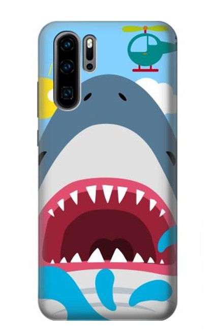 W3947 Shark Helicopter Cartoon Hard Case and Leather Flip Case For Huawei P30 Pro