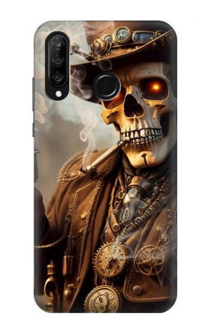 W3949 Steampunk Skull Smoking Hard Case and Leather Flip Case For Huawei P30 lite