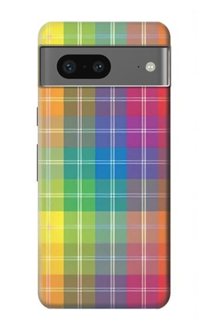 W3942 LGBTQ Rainbow Plaid Tartan Hard Case and Leather Flip Case For Google Pixel 7