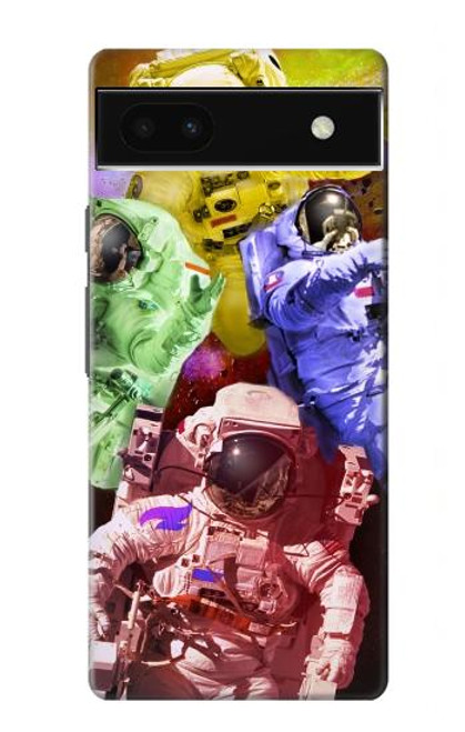 W3914 Colorful Nebula Astronaut Suit Galaxy Hard Case and Leather Flip Case For Google Pixel 6a