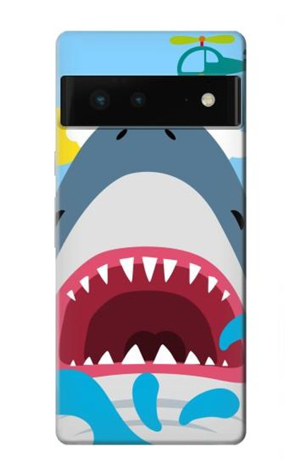 W3947 Shark Helicopter Cartoon Hard Case and Leather Flip Case For Google Pixel 6