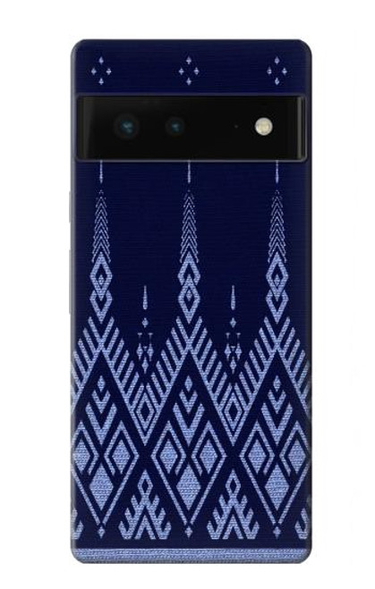 W3950 Textile Thai Blue Pattern Hard Case and Leather Flip Case For Google Pixel 6