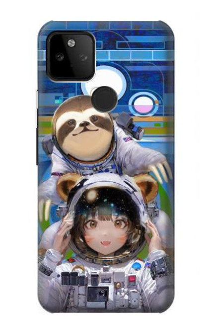 W3915 Raccoon Girl Baby Sloth Astronaut Suit Hard Case and Leather Flip Case For Google Pixel 5A 5G