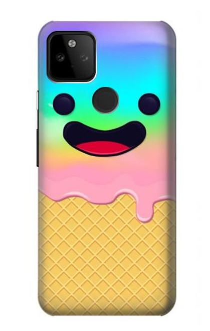 W3939 Ice Cream Cute Smile Hard Case and Leather Flip Case For Google Pixel 5A 5G