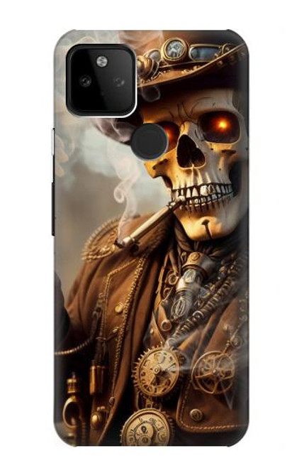 W3949 Steampunk Skull Smoking Hard Case and Leather Flip Case For Google Pixel 5A 5G