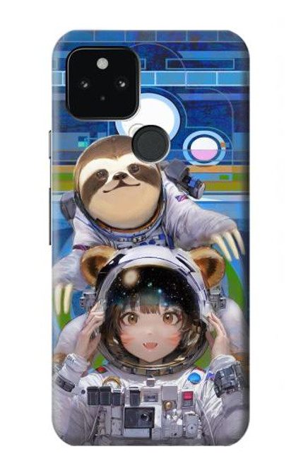 W3915 Raccoon Girl Baby Sloth Astronaut Suit Hard Case and Leather Flip Case For Google Pixel 5