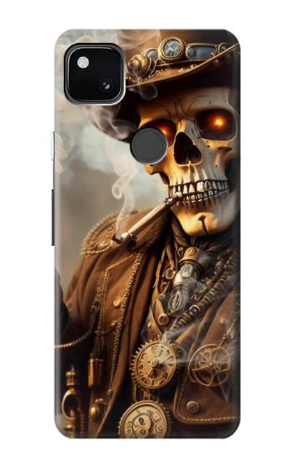 W3949 Steampunk Skull Smoking Hard Case and Leather Flip Case For Google Pixel 4a