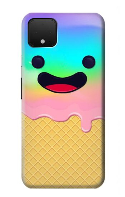 W3939 Ice Cream Cute Smile Hard Case and Leather Flip Case For Google Pixel 4