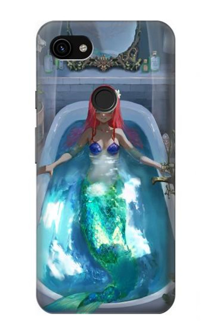 W3912 Cute Little Mermaid Aqua Spa Hard Case and Leather Flip Case For Google Pixel 3a XL