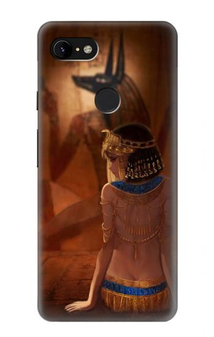 W3919 Egyptian Queen Cleopatra Anubis Hard Case and Leather Flip Case For Google Pixel 3 XL