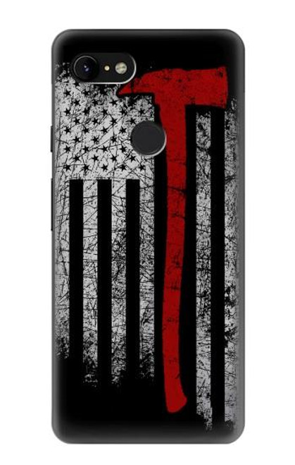 W3958 Firefighter Axe Flag Hard Case and Leather Flip Case For Google Pixel 3 XL