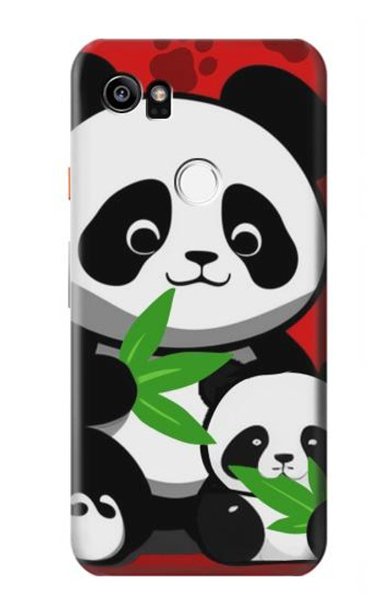 W3929 Cute Panda Eating Bamboo Hard Case and Leather Flip Case For Google Pixel 2 XL