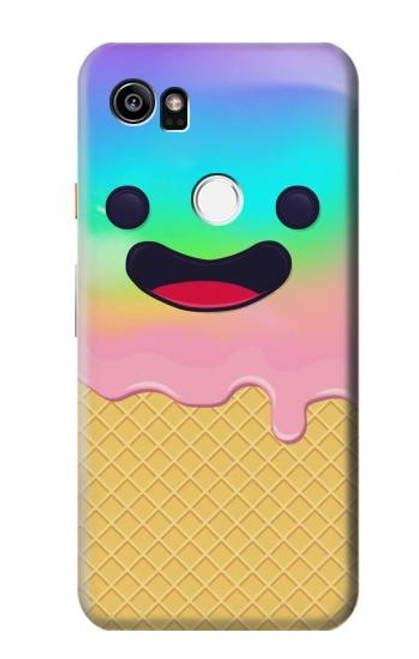 W3939 Ice Cream Cute Smile Hard Case and Leather Flip Case For Google Pixel 2 XL