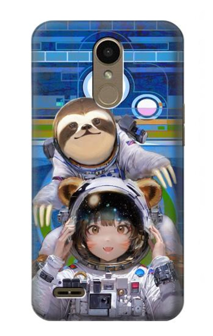 W3915 Raccoon Girl Baby Sloth Astronaut Suit Hard Case and Leather Flip Case For LG K10 (2018), LG K30