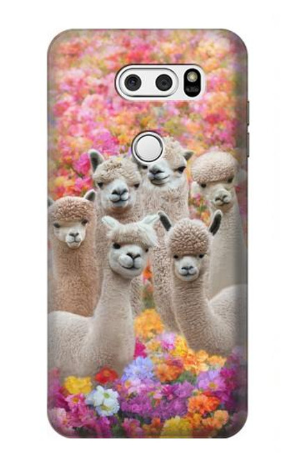 W3916 Alpaca Family Baby Alpaca Hard Case and Leather Flip Case For LG V30, LG V30 Plus, LG V30S ThinQ, LG V35, LG V35 ThinQ