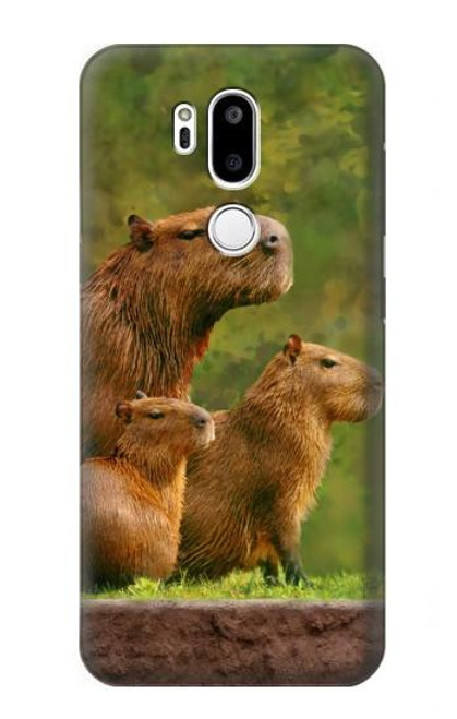 W3917 Capybara Family Giant Guinea Pig Hard Case and Leather Flip Case For LG G7 ThinQ