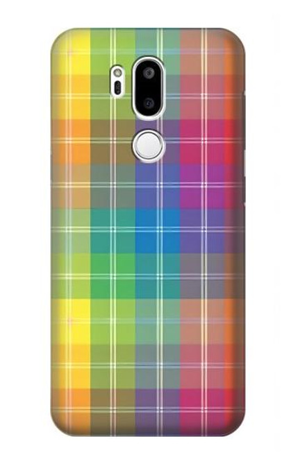 W3942 LGBTQ Rainbow Plaid Tartan Hard Case and Leather Flip Case For LG G7 ThinQ