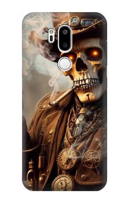 W3949 Steampunk Skull Smoking Hard Case and Leather Flip Case For LG G7 ThinQ
