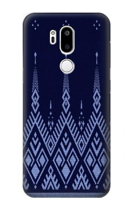 W3950 Textile Thai Blue Pattern Hard Case and Leather Flip Case For LG G7 ThinQ