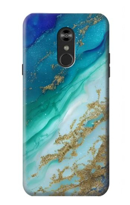 W3920 Abstract Ocean Blue Color Mixed Emerald Hard Case and Leather Flip Case For LG Q Stylo 4, LG Q Stylus