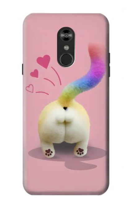 W3923 Cat Bottom Rainbow Tail Hard Case and Leather Flip Case For LG Q Stylo 4, LG Q Stylus