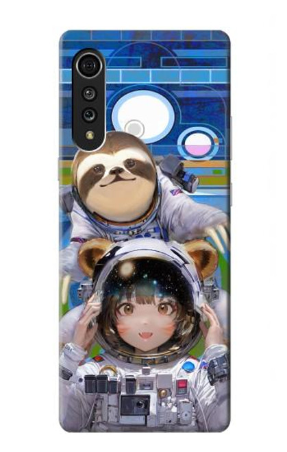 W3915 Raccoon Girl Baby Sloth Astronaut Suit Hard Case and Leather Flip Case For LG Velvet