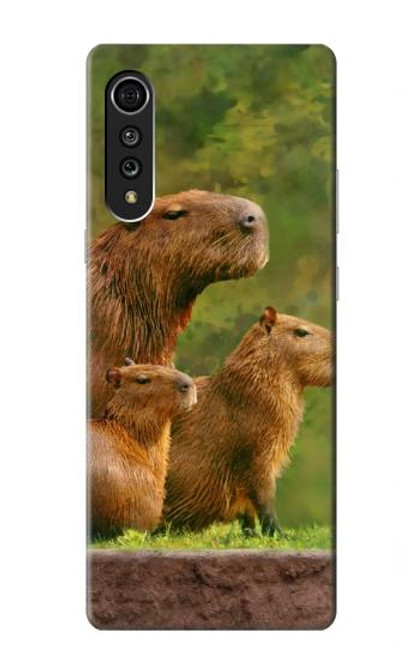 W3917 Capybara Family Giant Guinea Pig Hard Case and Leather Flip Case For LG Velvet