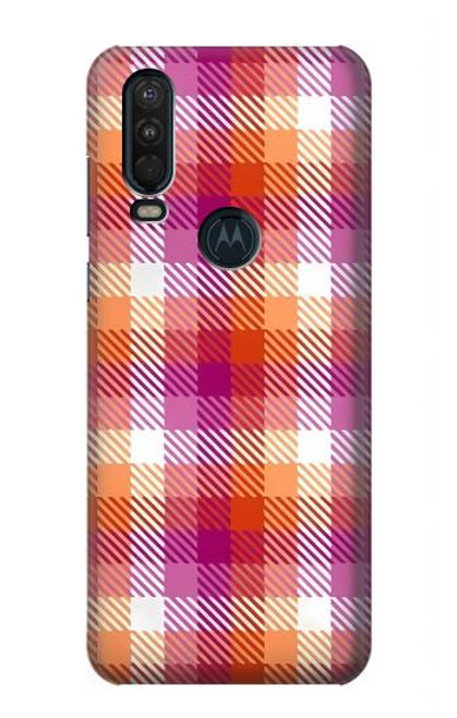 W3941 LGBT Lesbian Pride Flag Plaid Hard Case and Leather Flip Case For Motorola One Action (Moto P40 Power)