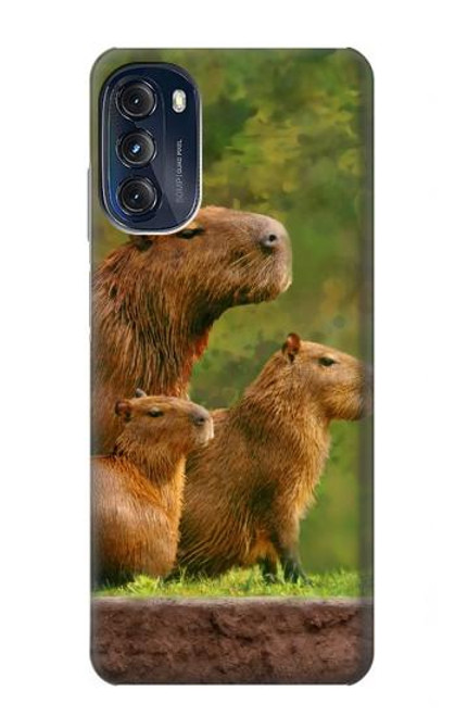 W3917 Capybara Family Giant Guinea Pig Hard Case and Leather Flip Case For Motorola Moto G (2022)