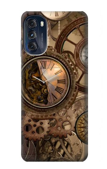 W3927 Compass Clock Gage Steampunk Hard Case and Leather Flip Case For Motorola Moto G (2022)