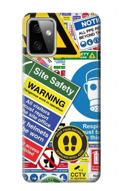 W3960 Safety Signs Sticker Collage Hard Case and Leather Flip Case For Motorola Moto G Power (2023) 5G