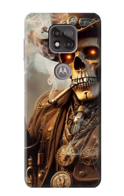 W3949 Steampunk Skull Smoking Hard Case and Leather Flip Case For Motorola Moto G Power (2021)