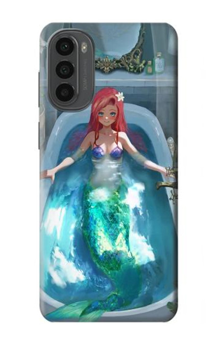 W3911 Cute Little Mermaid Aqua Spa Hard Case and Leather Flip Case For Motorola Moto G52, G82 5G