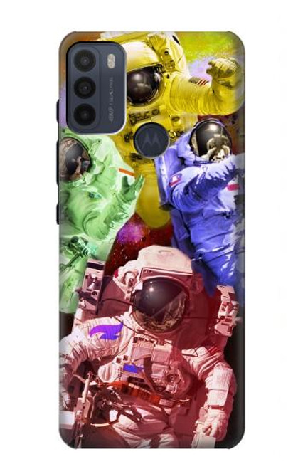 W3914 Colorful Nebula Astronaut Suit Galaxy Hard Case and Leather Flip Case For Motorola Moto G50