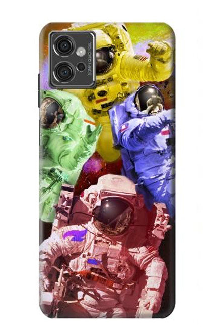 W3914 Colorful Nebula Astronaut Suit Galaxy Hard Case and Leather Flip Case For Motorola Moto G32