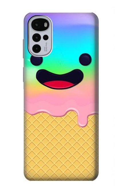 W3939 Ice Cream Cute Smile Hard Case and Leather Flip Case For Motorola Moto G22